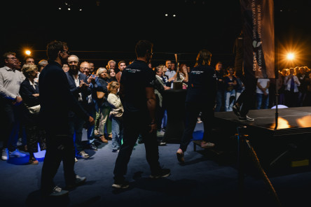 Soirée de présentation des skippers de la Course des Caps Boulogne sur Mer Banque Populaire du Nord 2025, dans Nausicaa, partenaire de la course, à  Boulogne sur Mer.