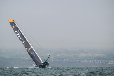 Runs de vitesse des IMOCA au large de Boulogne-Sur-Mer lors de la Course des Caps Boulogne sur Mer Banque Populaire du Nord 2025.